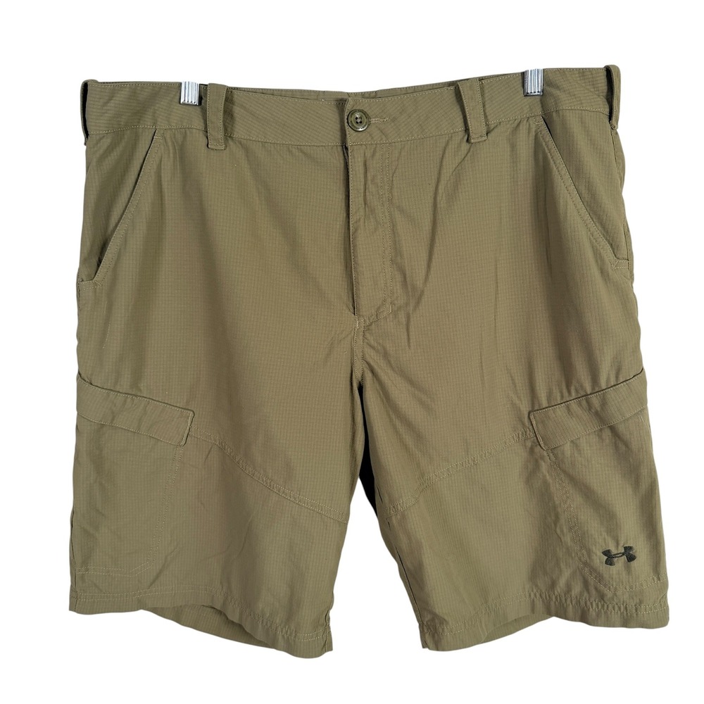 Under Armour Cargo Shorts Mens 40 Green Ripstop HeatGear Tactical Outdoor read